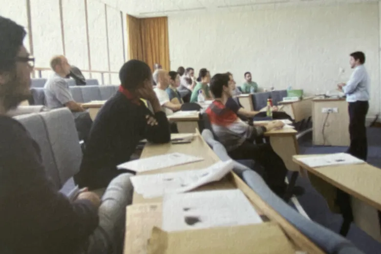 Student in lecture in Business School