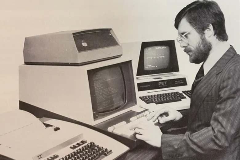 Man on computer in Business School