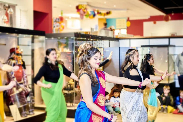Students dancing in celebration of Holi Festival during Durham Global Week