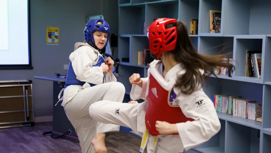 Students taking part in a Taekwondo session during World Fest