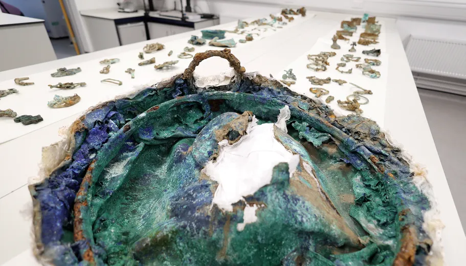 The crushed cauldron which was excavated as part of The Melsonby Hoard.