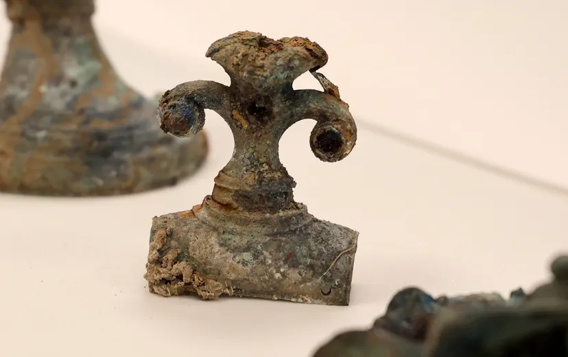A copper alloy finial from the Melsonby Hoard.