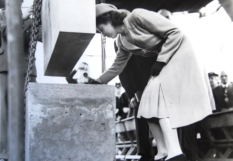 HRH Princess Elizabeth lays the foundation stone of St Mary's College, Durham University in October 1947