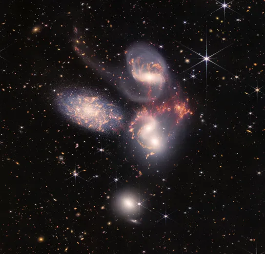 Stephan's Quintet (NIRCam and MIRI Composite Image)