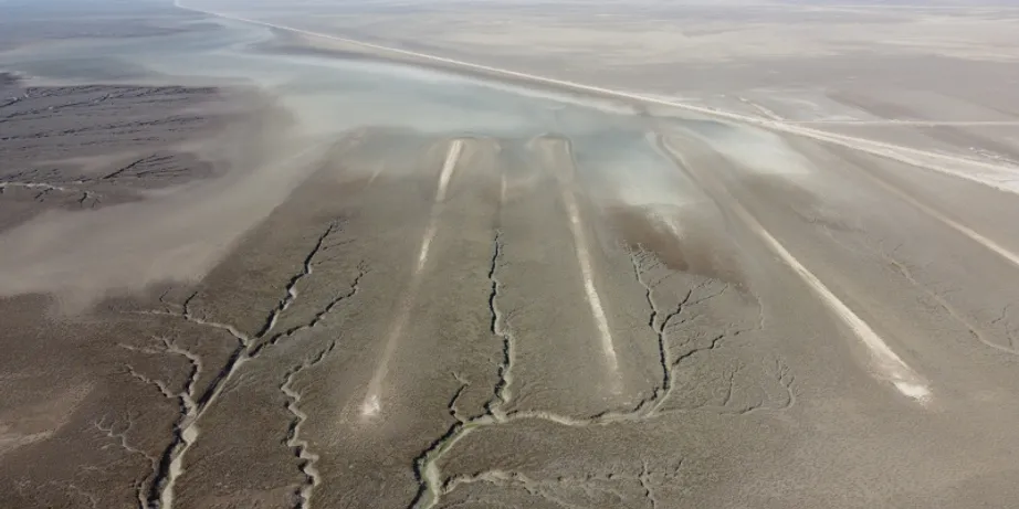 An aerial view of the Zanj irrigation system in Basra taken during the fieldwork