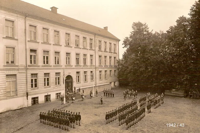 Napolas - Rollcall and saluting the flag at NPEA Rügen, c.1942. Photo credit: Dietrich Schulz