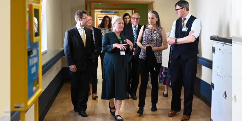 Chancellor Dr Fiona Hill with CDDFT officials at Bishop Auckland Hospital
