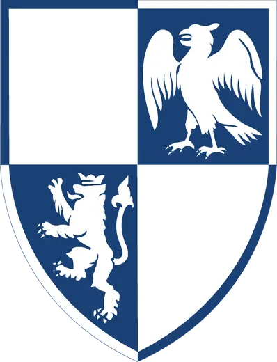 Blue crest showing an eagle and a lion