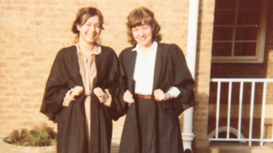 Julie, right, with her friend Tracey
