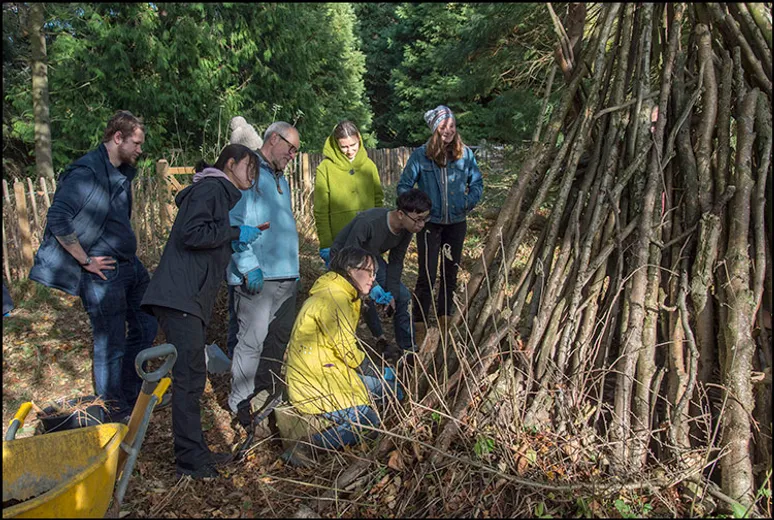 Students undertaking Experimental Bioarchaeology in the Botanical gardens