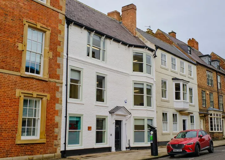 Front View of 42 Old Elvet - a Georgian town house - with a car parked outside