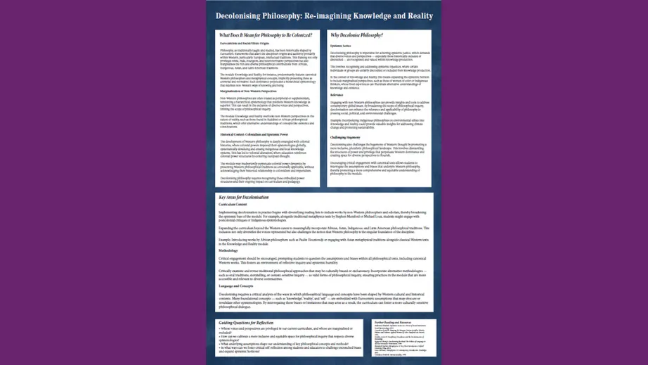 Decolonising philosophy re-imagining knowledge and reality