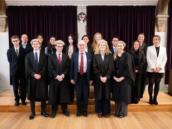 Sir James Goss with the finalists, Professor Barend Van Leeuwen, Associate Professor Gemma Davies and the Durham University Bar Society Executive Team