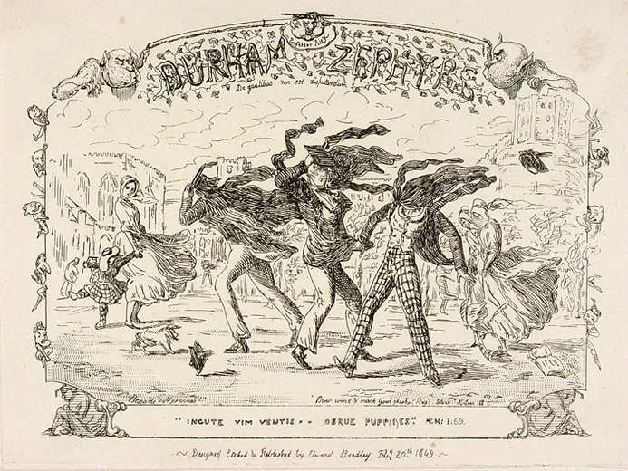 A sketch by Cuthbert Bede, a student at Durham University in the 1840s.