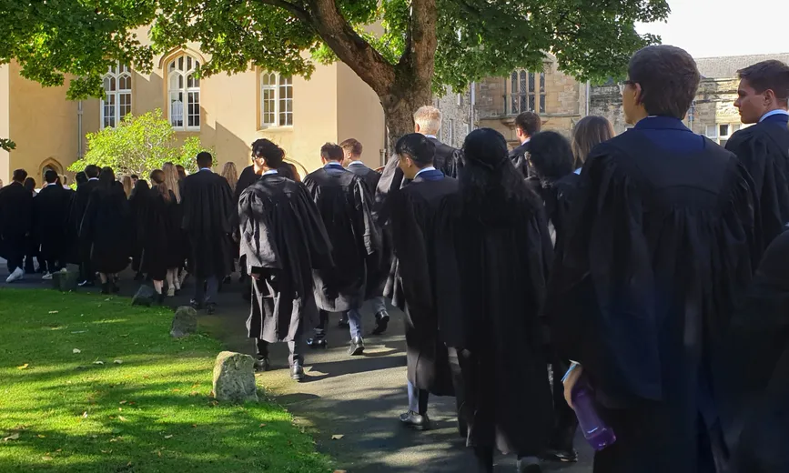 Grey College students on their way to Matriculation 2022