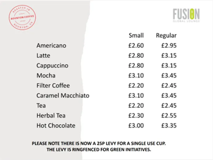 Fusion Coffee Menu