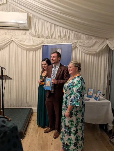 Dr Peter Swallow, Chair of the Classics APPG, pictured with professors Edith Hall and Arlene Holmes-Henderson
