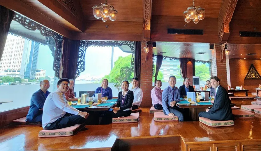 Group sitting at restaurant