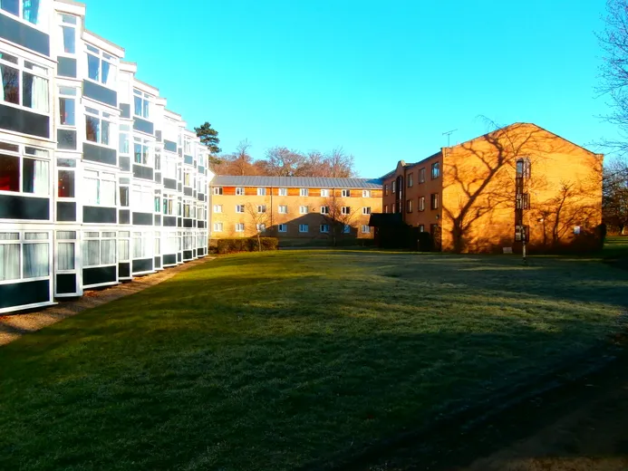 Van Mildert College exterior at sunrise