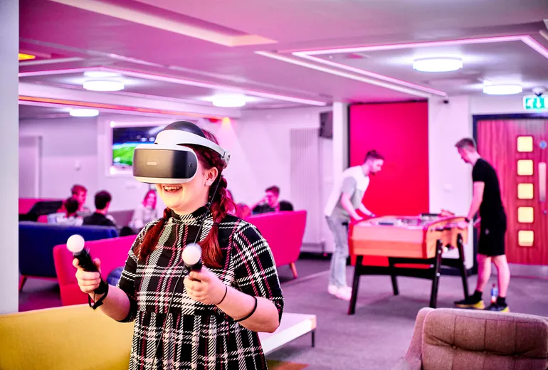 a student using a VR headset