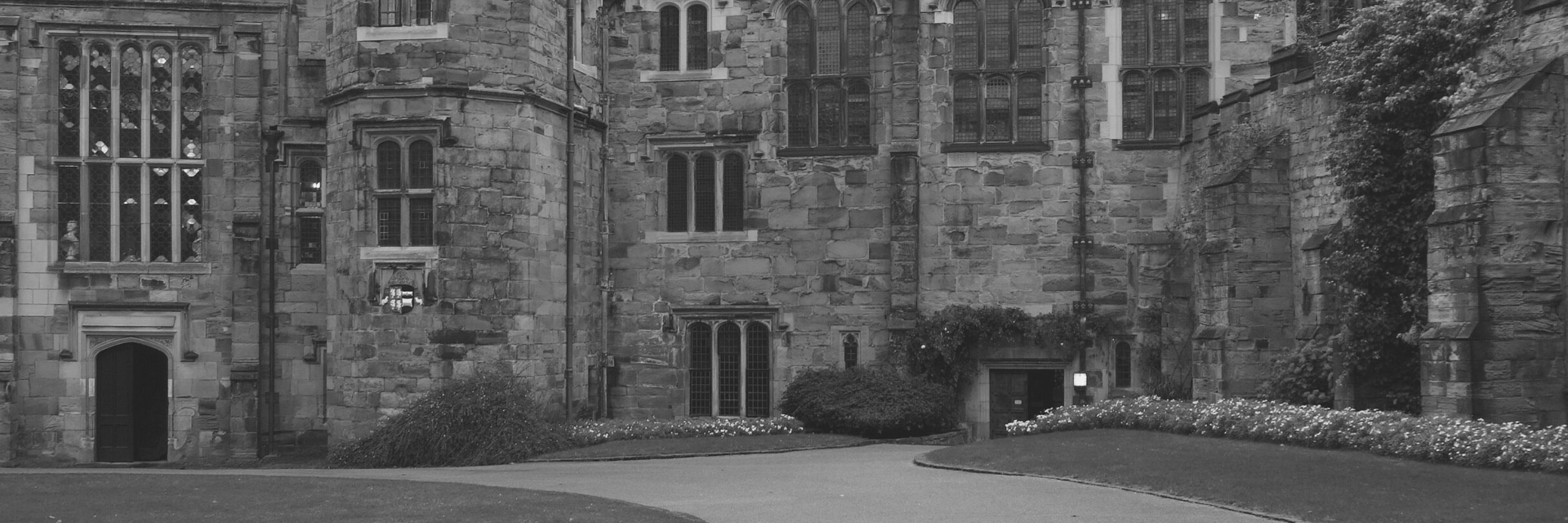 Durham Castle in black and white
