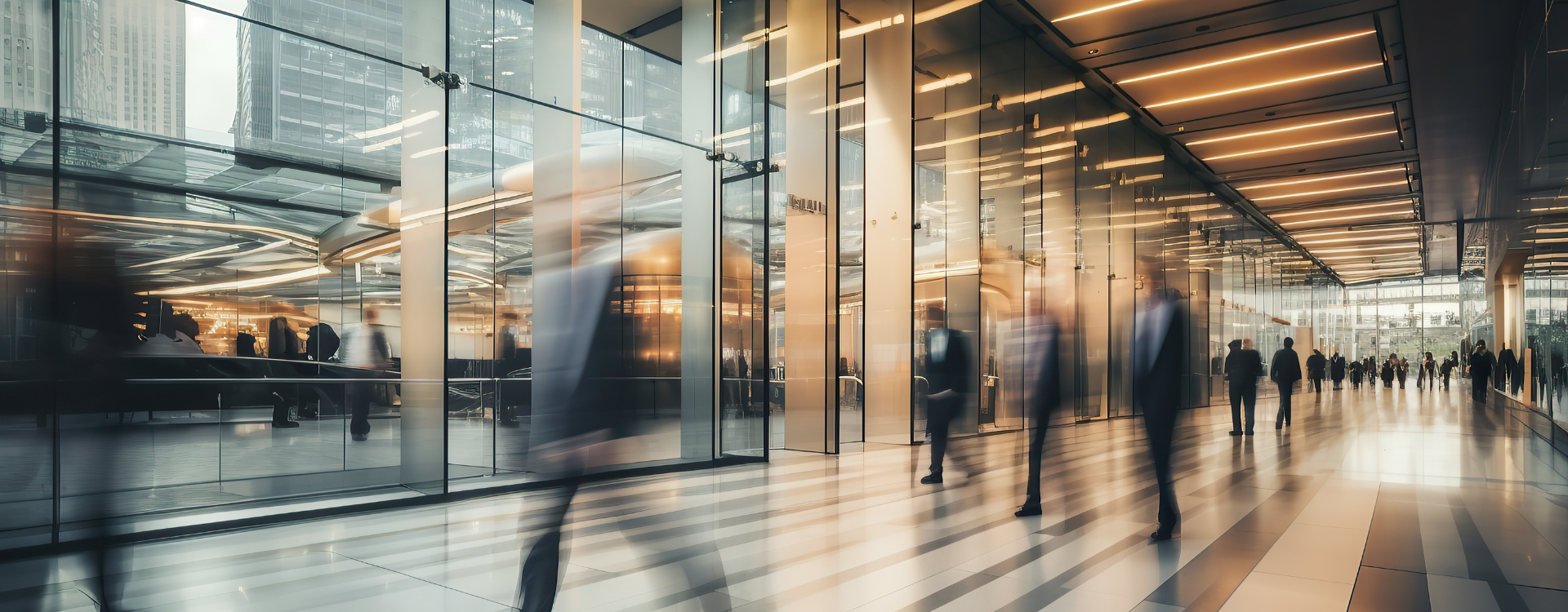 Business people walking next to offices