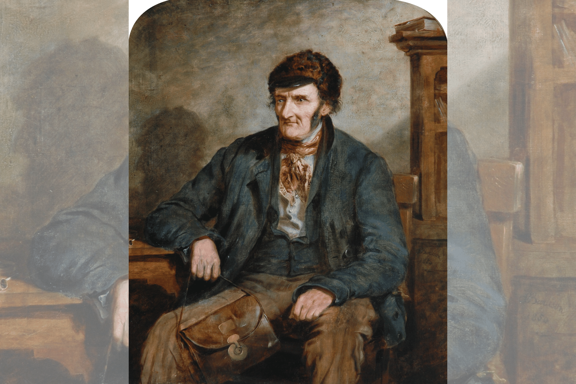 An oil painting of the Victorian Postman at University College.