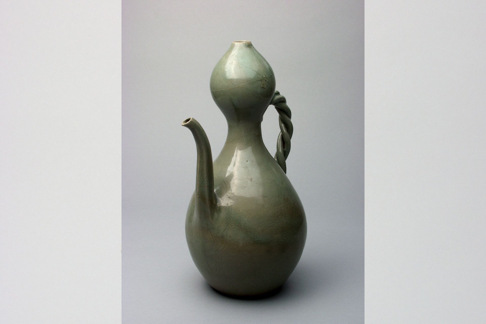 Celadon gourd-shaped ewer from the late Koryo period, 1200-1399 CE