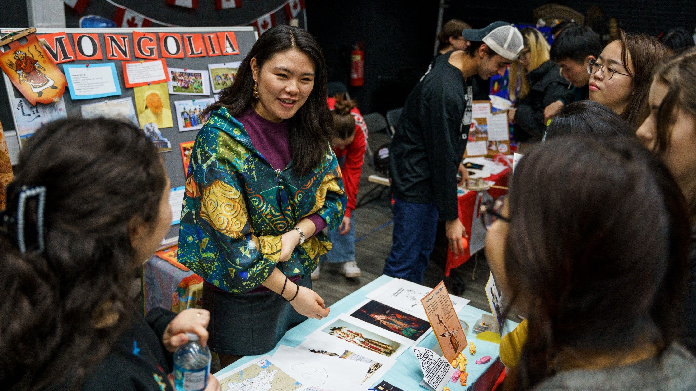 Students at the Mongolia stall at World Fest