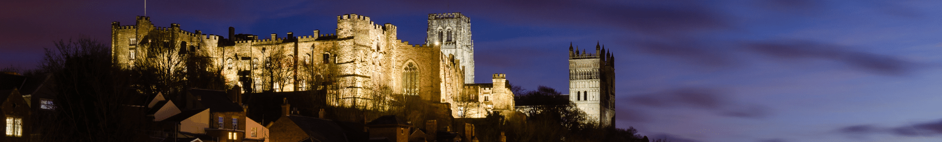 Durham cathedral and castle skyline at night