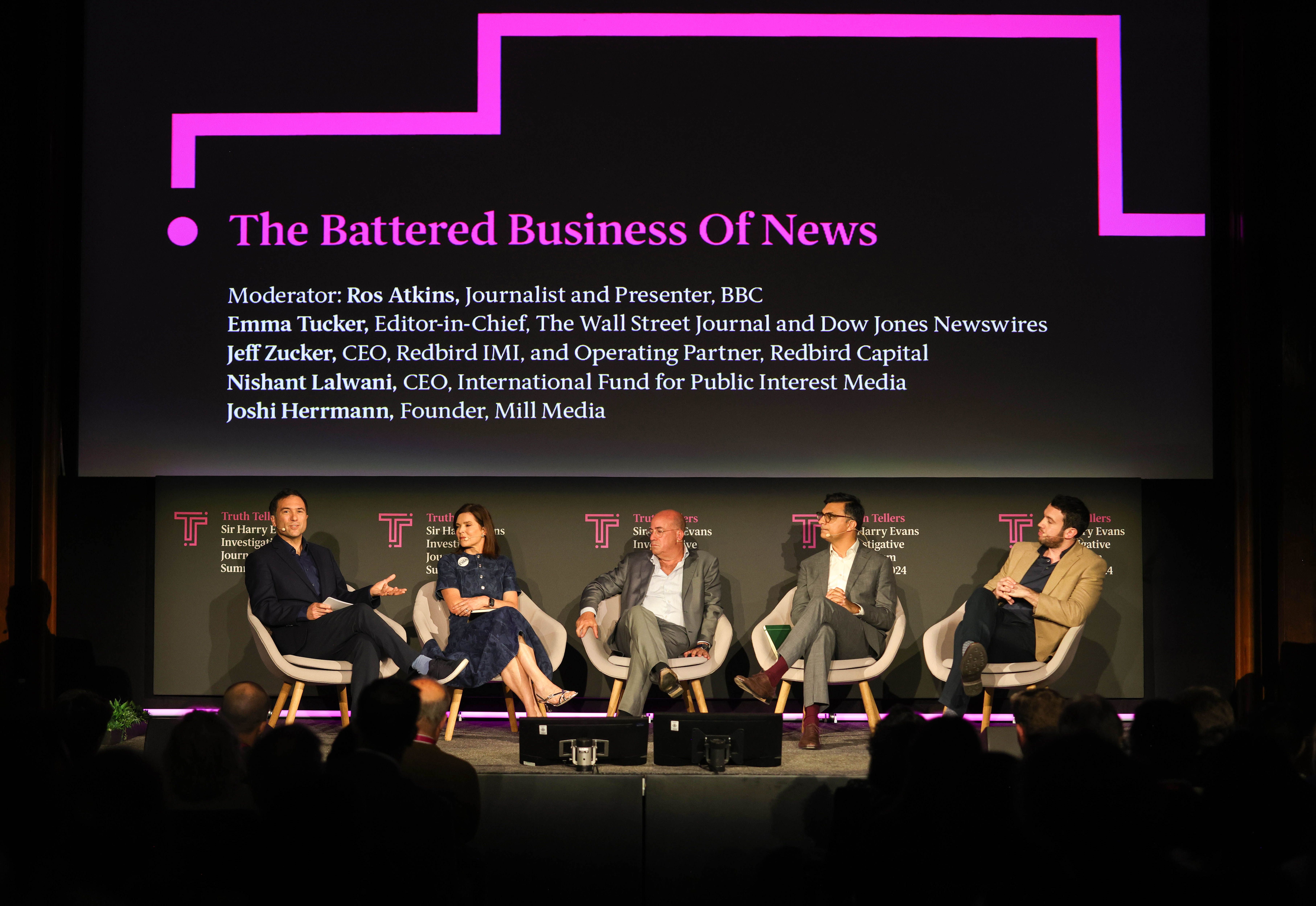 Panel on the Battered Business of News led by Ros Atkins