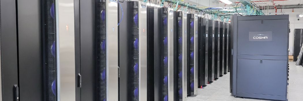 Racks of computers in the COSMA 8 machine room