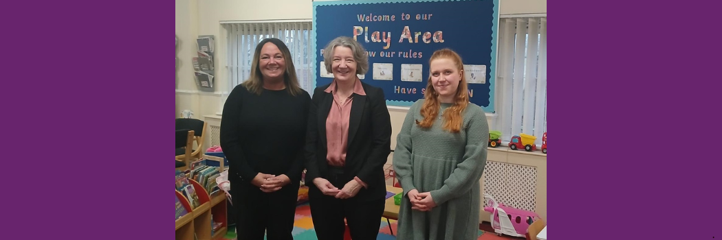 Professor Karen O’Brien, Vice-Chancellor and Warden of Durham University (centre) with Amanda Lacey, Nepacs Chief Executive and Kelsey Byrne, Team Leader at His Majesty's Prison Durham visitors centre