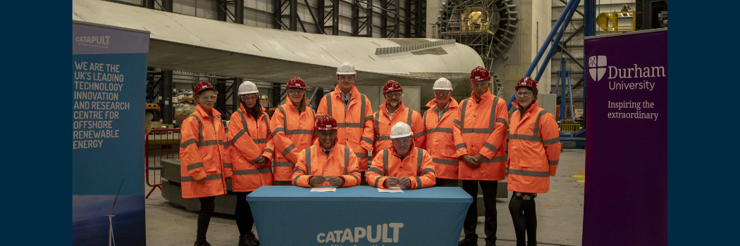 Members of both organisations at the signing of the MOU between ORE Catapult and Durham University