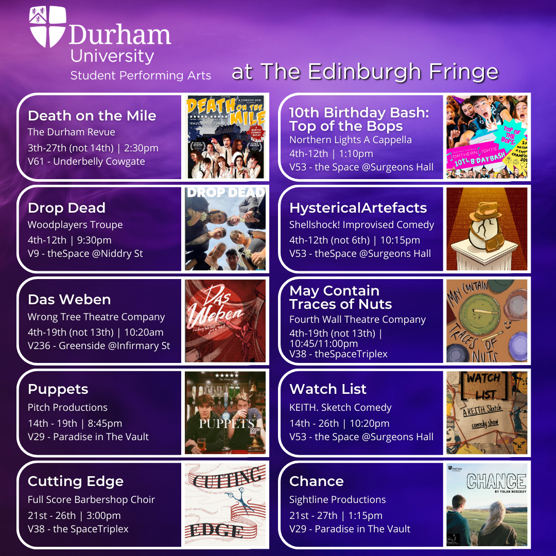 Durham Student Theatre & Music Durham companies at Edinburgh Fringe Festival 2023