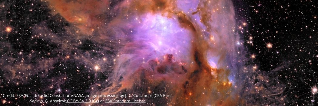 Messier 78, a vibrant nursery of star formation enveloped in a shroud of interstellar dust of purple, red and white colours