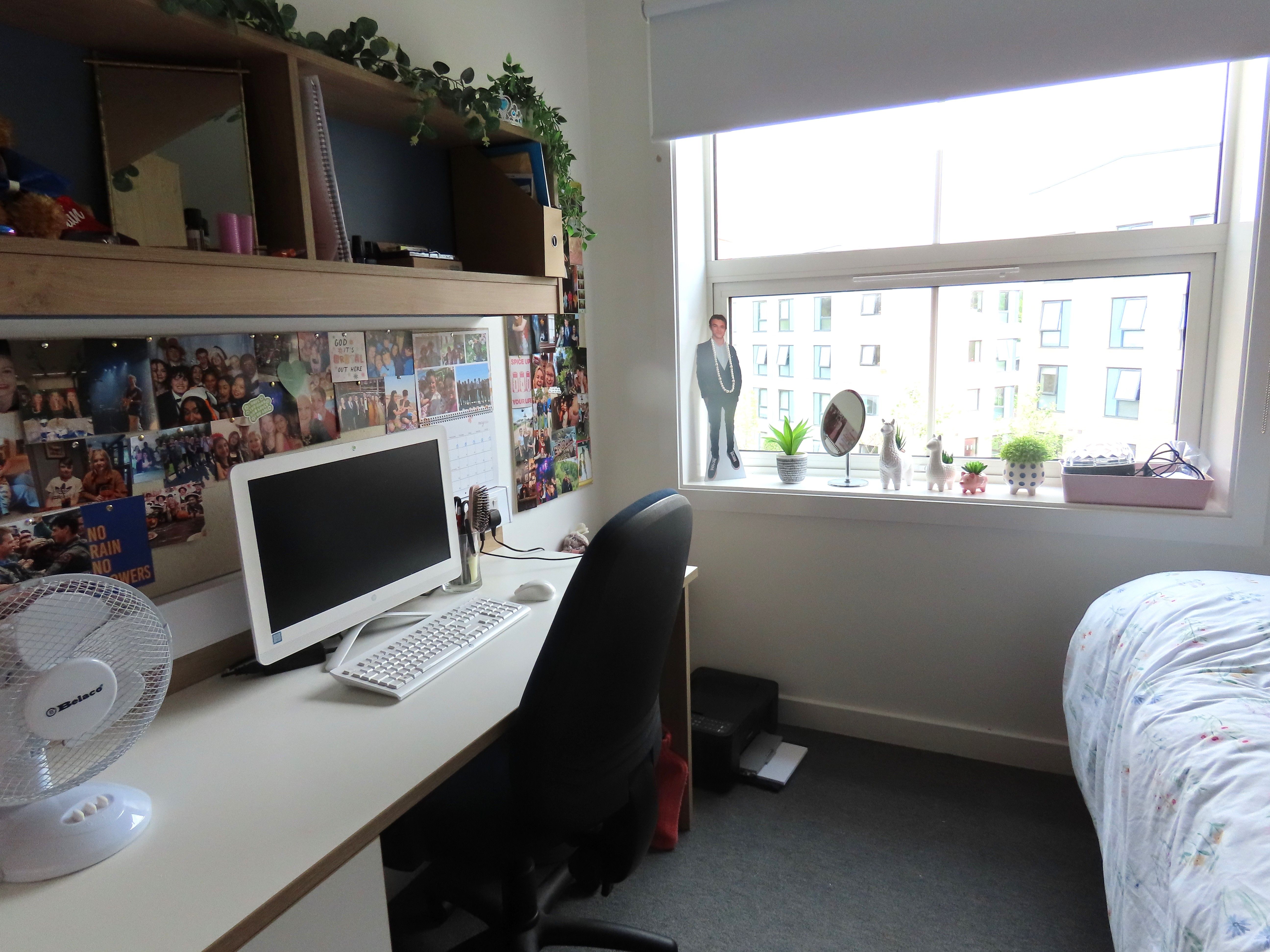 A view of student desk in one of or bedrooms.