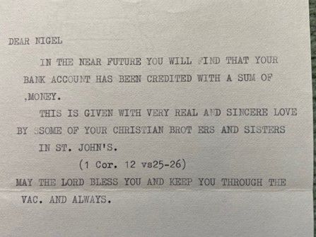type written note