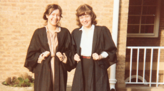 Julie, right, with her friend Tracey