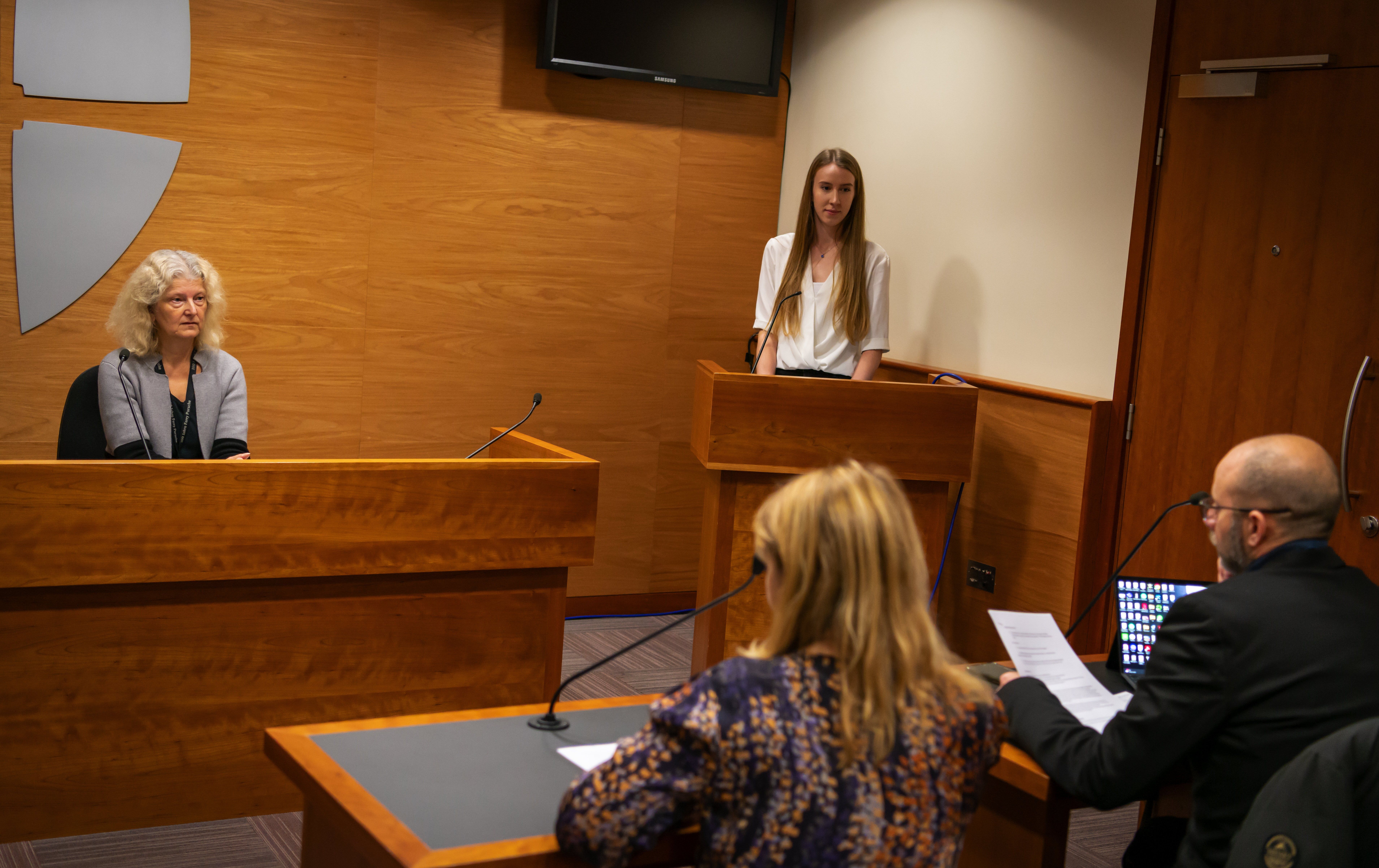 Students taking part in a mock trial as part of the Forensic Arch&Anth course