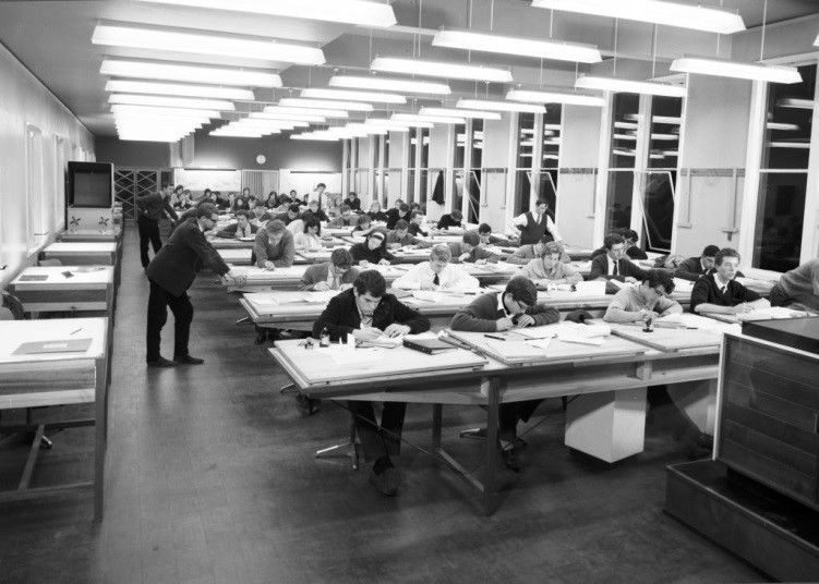 The post-1965 cartography lab. Ken Atkinson supervises.