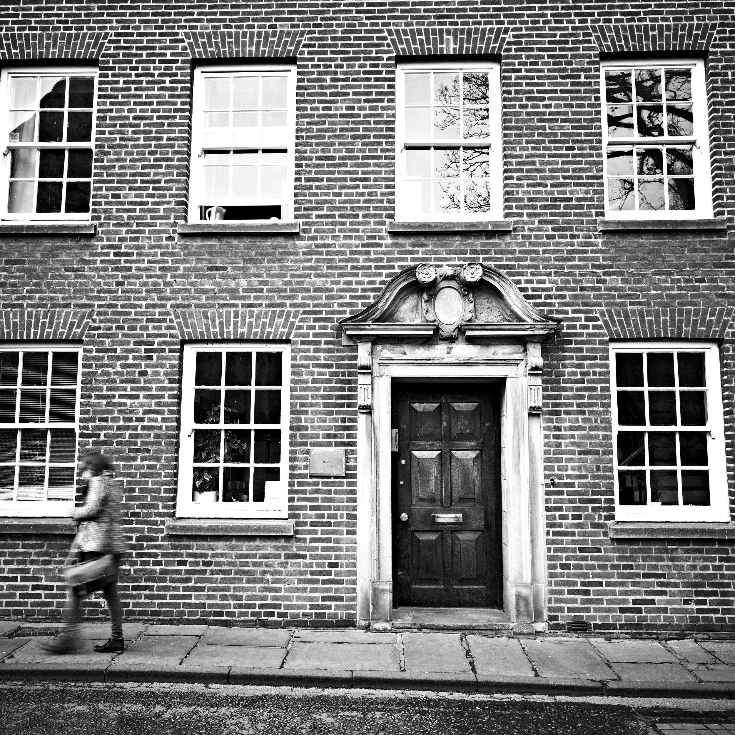 Black and white exterior of the Department of History