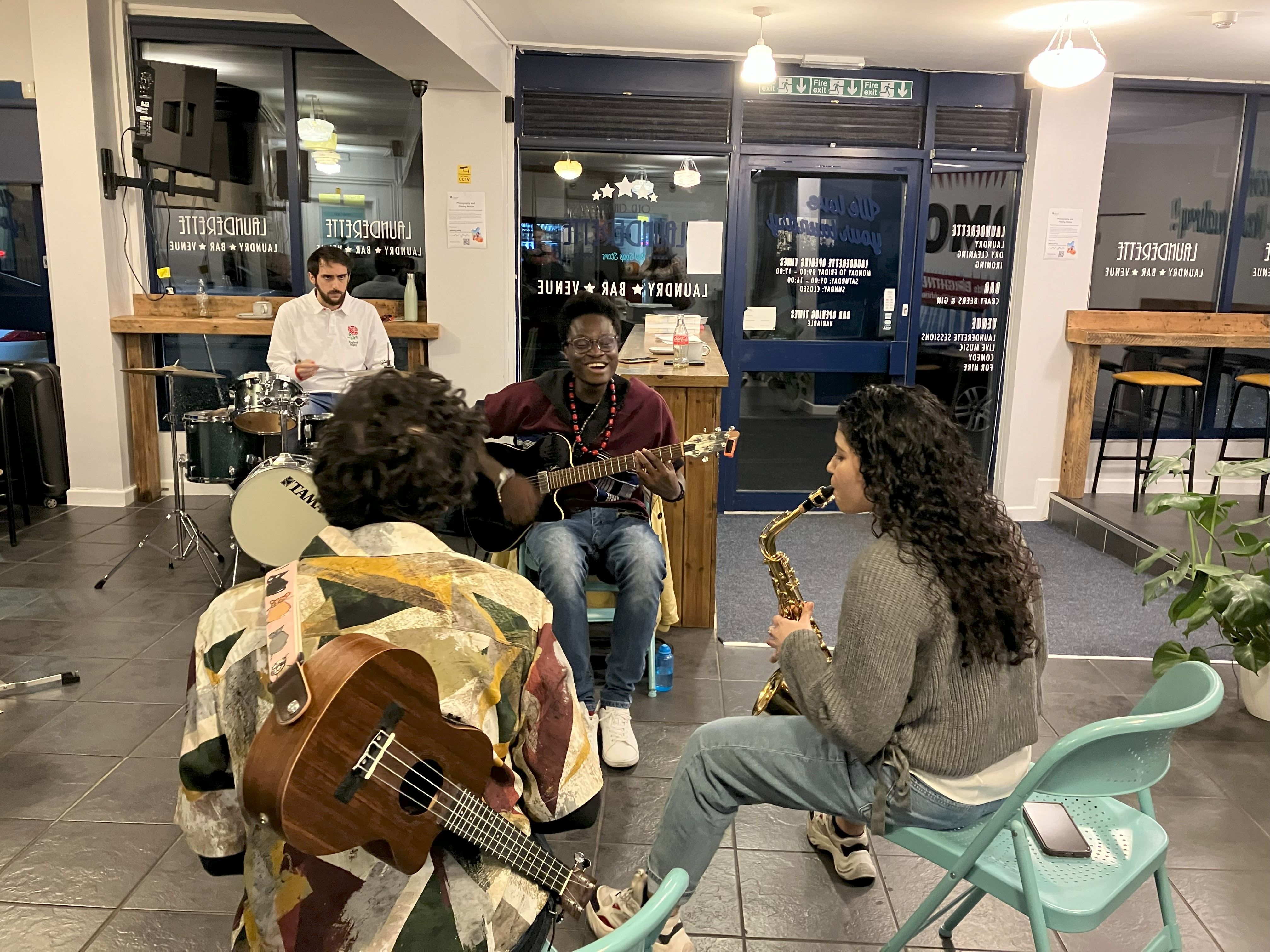 Jam-Session with students and musicians from Durham at Old Cinema Launderette in Gilesgate
