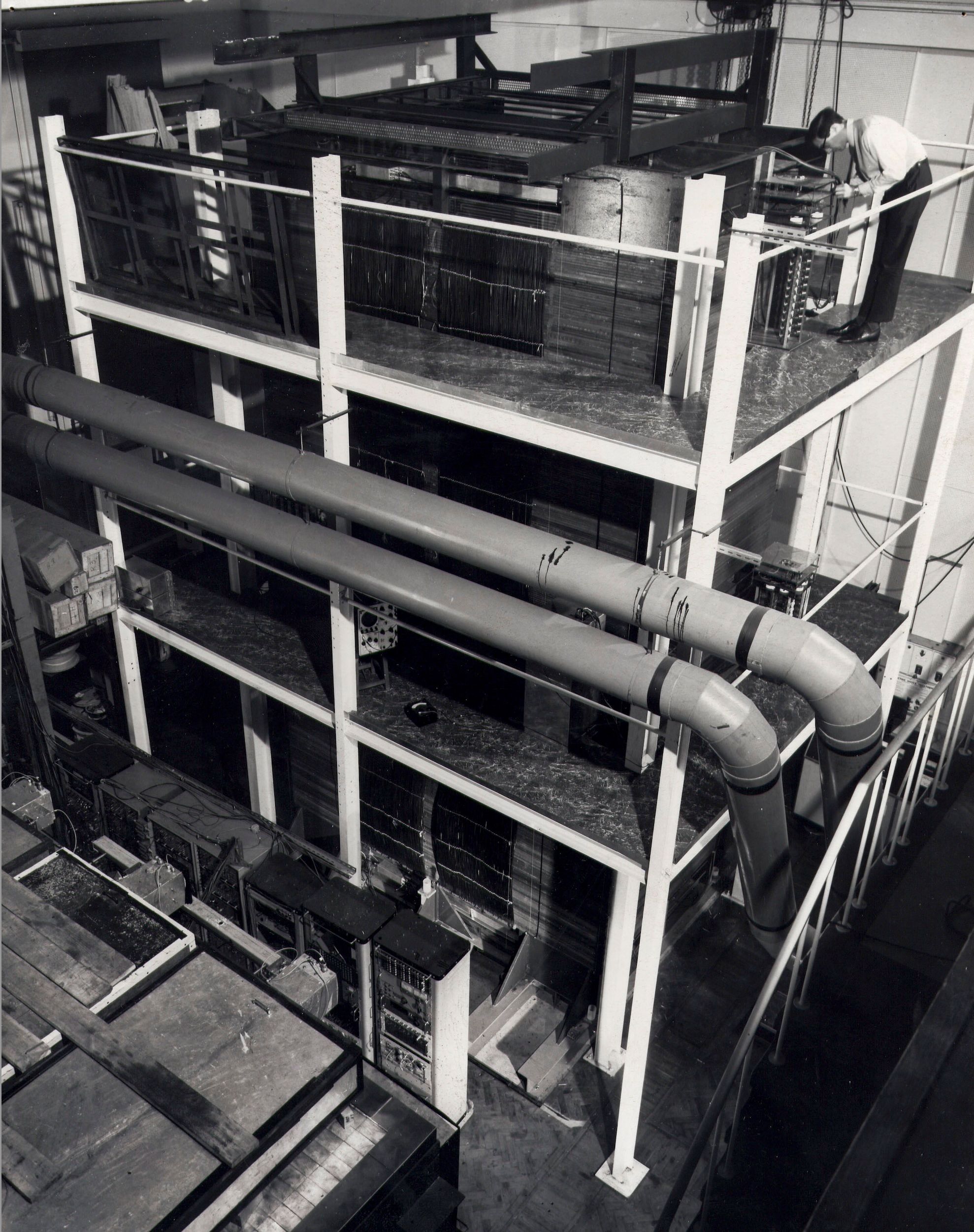 A 1960s Vertical Spectrograph housed in the Rochester Building, spanning 3 floors