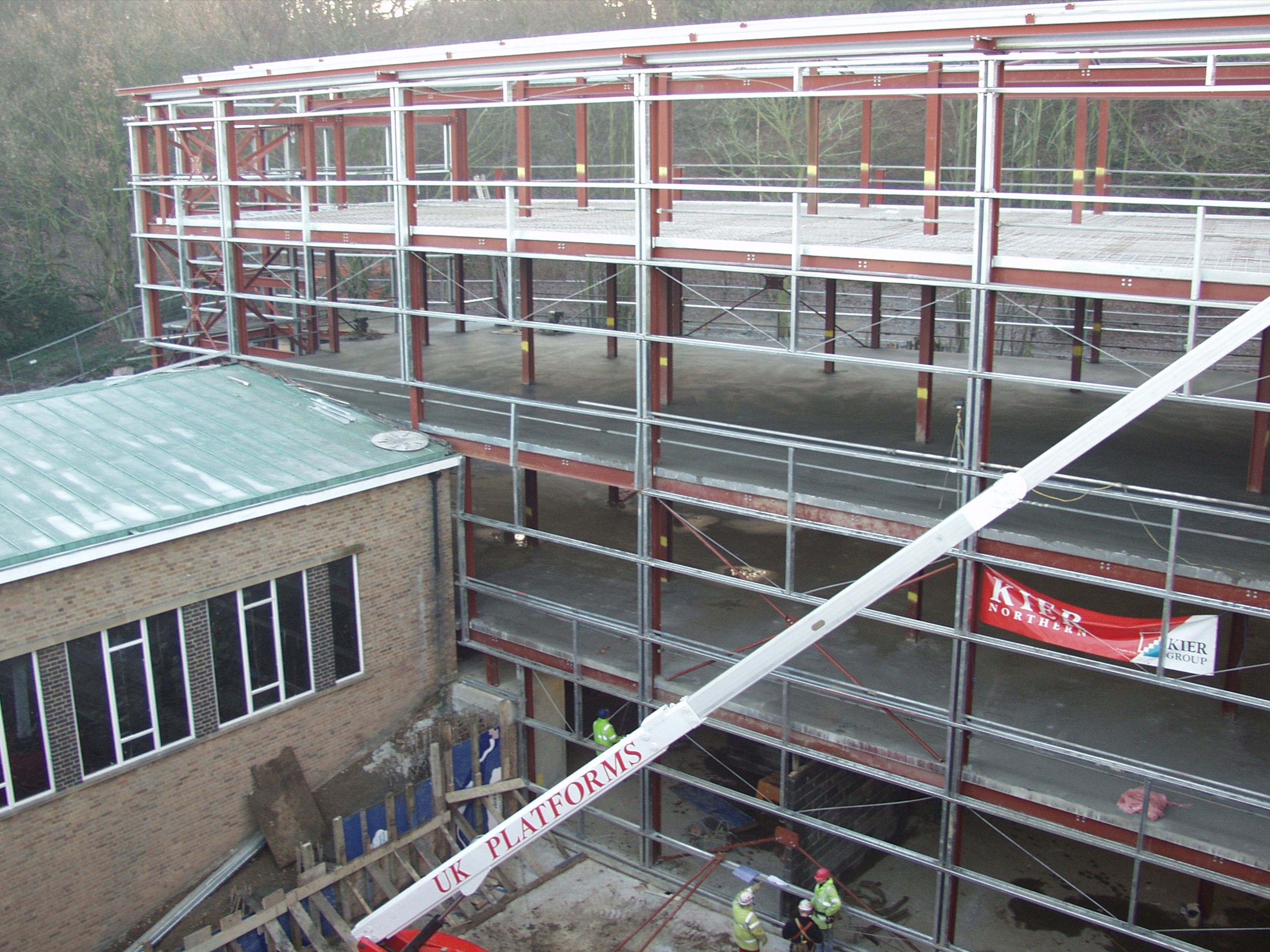 Image of the initially constructed frame of the original Ogden Centre, circa 2001