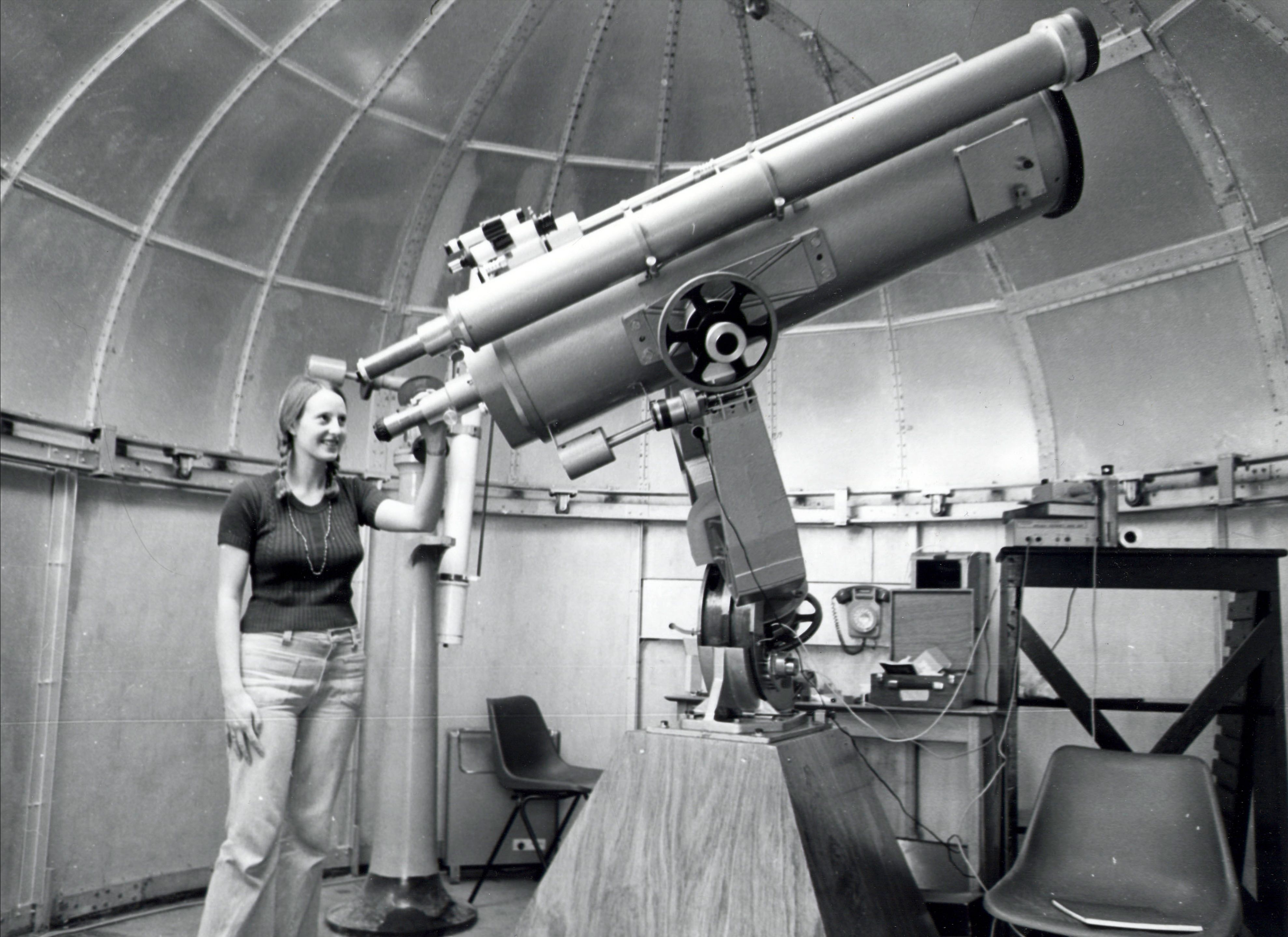 Old photo of early Telescopes on the Rochester Building