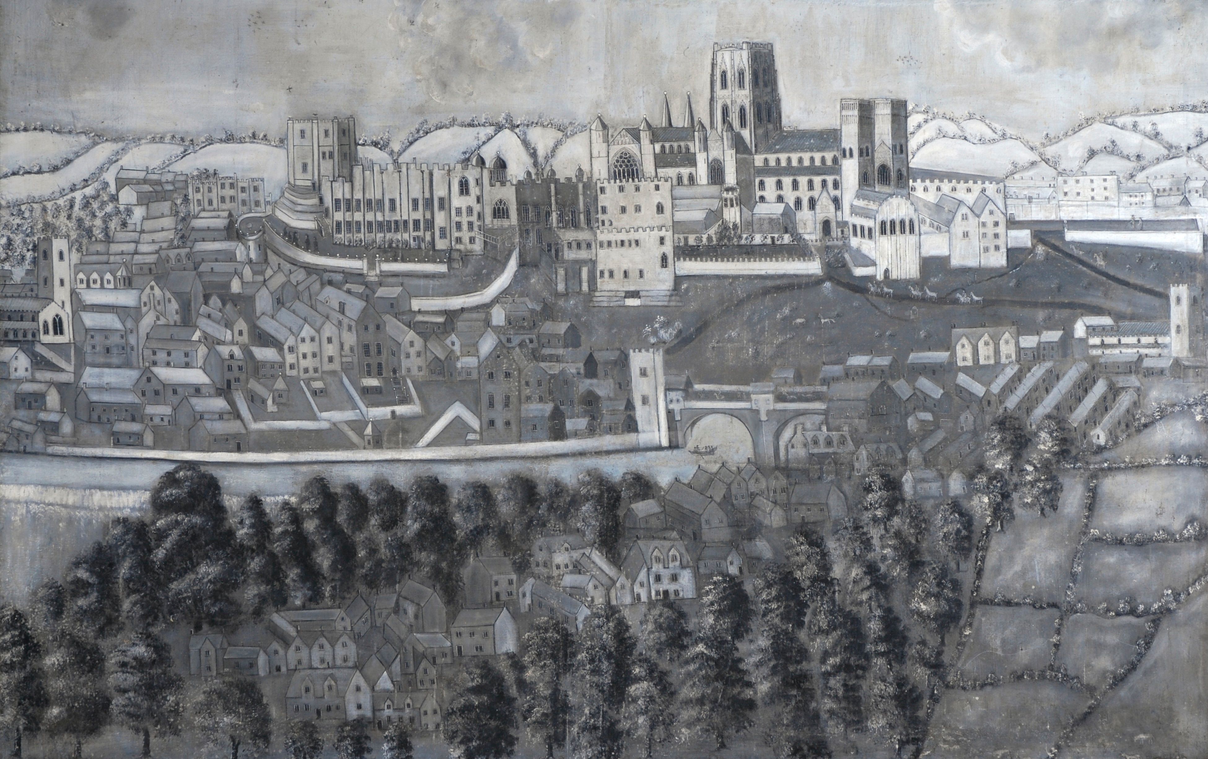 A 17th century painting of  featuring the cathedral and castle