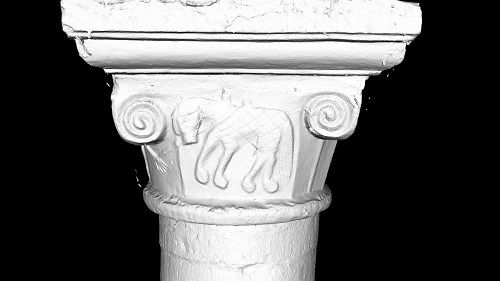 Norman Chapel Project Factum Foundation scan of capital 1 showing horse carving on stonework