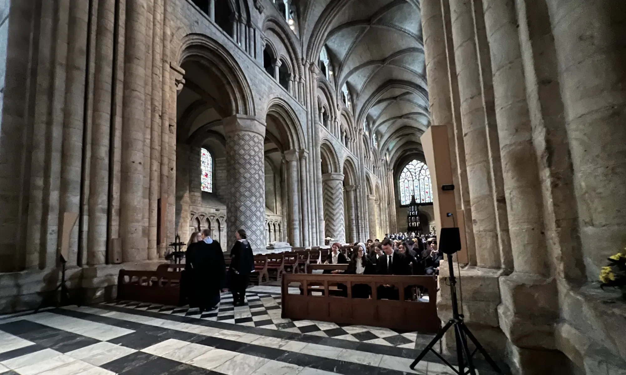 Durham Cathedral Nave with Students