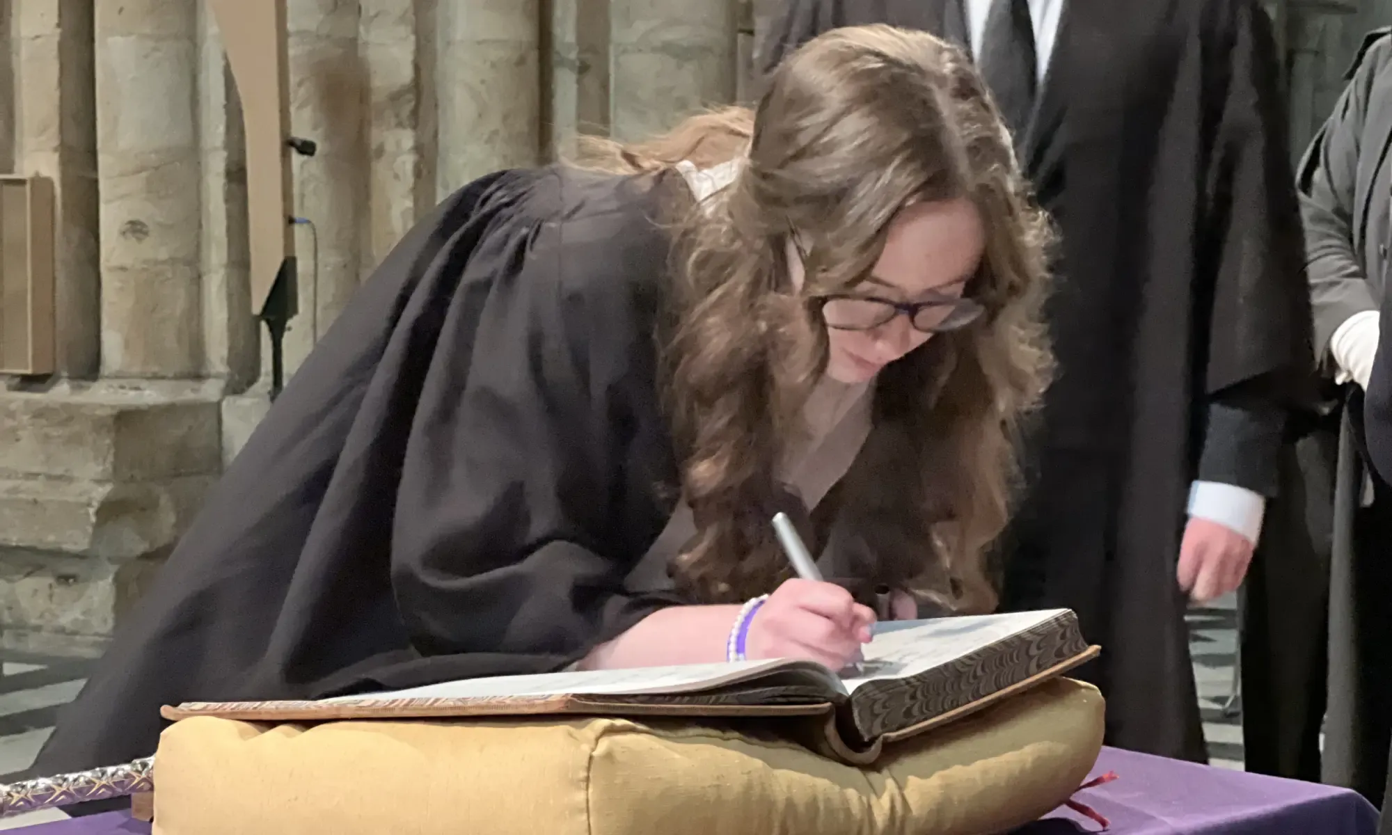 St Mary's College Student Representative Signing the Matriculation Book